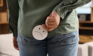 stock material for website - Man with Frown Face over Bum