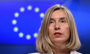 (FILES) EU foreign policy chief Federica Mogherini gives a press conference after an EU-Tunisia Association Council meeting at the EU headquarters in Brussels on May 15, 2018. The former head of European Union diplomacy, Federica Mogherini, was taken into custody on December 2, 2025 as part of an investigation in Belgium into possible fraud in the use of EU funds, a source close to the case told AFP. (Photo by JOHN THYS / AFP)